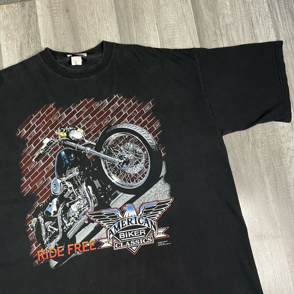Vintage American Classics Biker Black Graphic T-Shirt XL